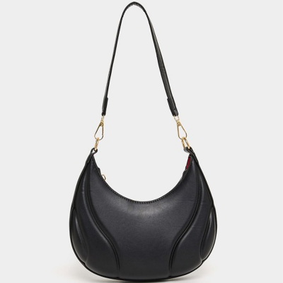 Black Quilted Half Moon Hobo Handbag