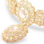 Gold-Plated Stones Studded Jewellery Set"Occasion : Ethnic Base Metal : Alloy Stone Type : Artificial Stones Type : Necklace and Earrings Plating : Go